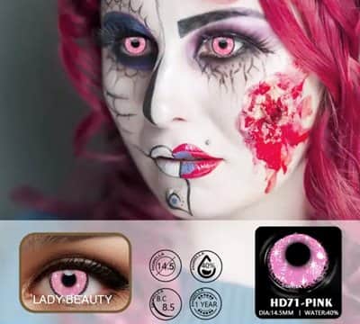 עדשות צבע לפורים-ורוד עם תיחום שחור