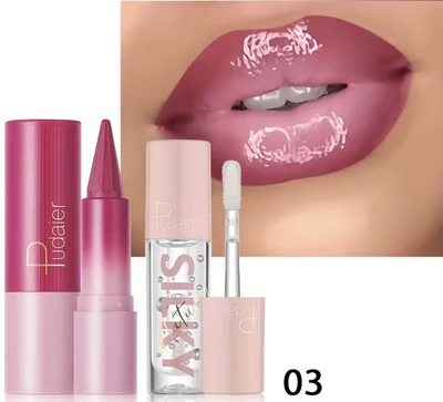 שפתון 2 צבעים+גלוס